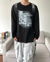シャドープリント長袖Tシャツ
