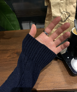 Look & P ヘンリーネックボタンケーブルオーバーフィットニット