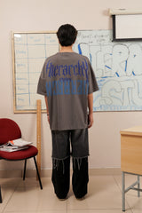 HIERARCHY STUDIOS Unruled - ダークグレーミラーワイドオーバーサイズTシャツ