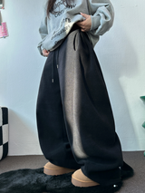 フリース🩷サイドピンタックロングワイドオーバーパンツ 💙🤎🩷🩶🖤5COLOR
