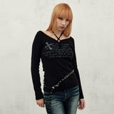 cr ストラップTシャツ (ブラック)