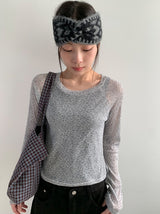 ジェキンシースルーフラワープリンティング長袖Tシャツ