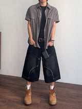Plaid Western Check Half Shirt (2color) (No.967)