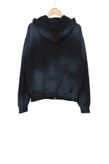 Spray washed hood zip-up