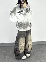 dirty two-way open hoodie