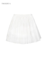 Lacey cotton shirring wrap mini skirt white