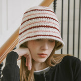 Wool Stripe Crochet Hat (Pink)