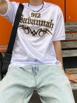 Glossy lettering short sleeves 2C