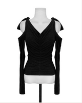 term ribbon off & shirring slim top