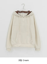 Kistilo Check Half Zip-Up Fleece Hoodie