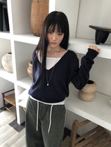 デュアディープVネック ロングスリーブニット