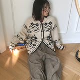 ゼバー ディア ノルディック ラウンドカラー ニット カーディガン