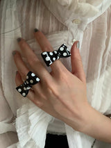 Black polka DOT bow ring