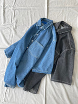 Parallel denim short sleeve shirt