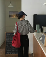 [BELLIDE MADE] ルーズフィットストライプVネックニット