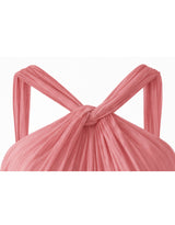 Sia Twist Shirring Chiffon Flare Dress Pink