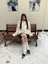 Ivory Fox High-Sleeved Collar Jacket