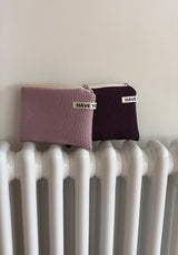 Ribbed flat pouch - pale pink , M size
