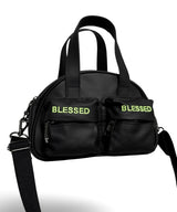 HALF MOON SHOULDER HAND BAG_SMALL-Coating canvas blackYgreen