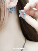 [925 Silver Post] Blue Butterfly Earring
