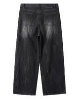 Shard crack wide denim pants