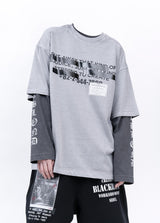 BBD 隠しスローガン ピグメント Tシャツ (グレー)