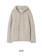 Grain Fisherman Knit Hooded Zip-Up