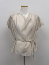 [Strap SET] Draped Shirred See-through Short Sleeve Blouse