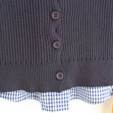 Layered Check Shirt Knit Top 231330484