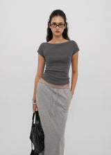 [B-BASIC] ベーシックリブボートネック半袖Tシャツ (2 SIZE)
