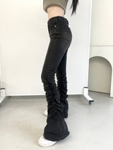1089. Shirring denim slim boots cut pt (2color)