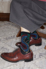 Retro dragon embroidered socks