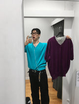 No.1817 S Vneck half KNIT (8color)
