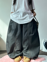 フォーマルカーブフロントプレートデニムストリングバルーンパンツ💙🩶🖤 - 3カラーズ
