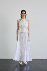 PEARL HALTERNECK TOP / WHITE