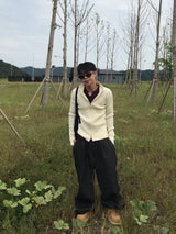 Rib Line Muscle Fit Zip-Up Knit