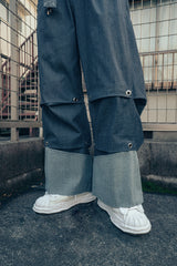 タックデニムパンツ (ブルー)