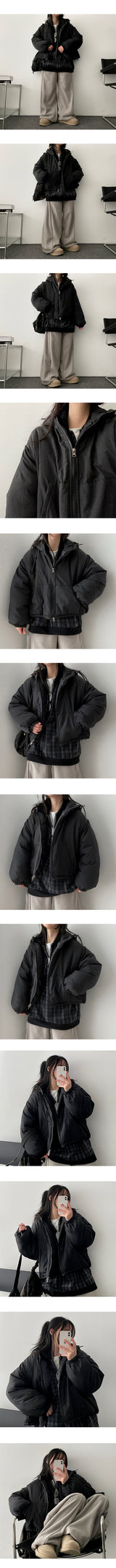 リッデンハイネックフード付きパッド入りセーター