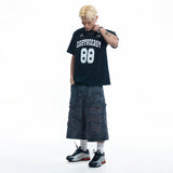 Destroyed Camo Carpenter Bermuda Pants - CHARCOAL