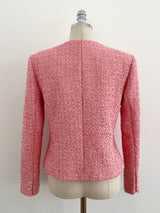 Bowl Check V-Neck Pearl Tweed Jacket