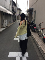 Hyujin Button See-Through Knit Cardigan