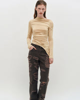 One Shoulder Draped Jersey Top _ BLACK
