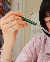 Mushroom cubic ring (OB) (925 silver)