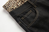 Leopard Layered Dark Denim Pants