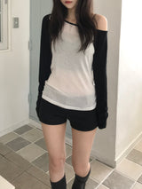 ラグランオフショルダーTシャツ(3 colors)