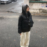 [MADE] Miley Leather Pigment Washing Two-Way Wellon Short Down Jacket