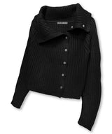 High Neck Side Button Cardigan_Black