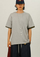 DSポケット ロールアップ レイヤード ハーフ Tシャツ