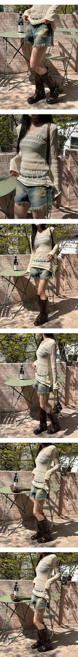 [S/S] パンチングニットワンピース