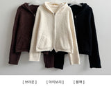 Liat Pocket Point Fluffy Fleece Hooded Zip-Up